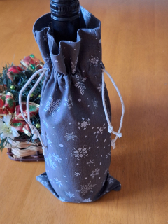 Vánoční pytlík šedý, bílé vločky 30cm