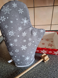 Kuchyňská chňapka šedá, bílé vločky