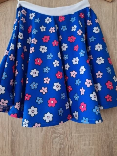 Kolová sukně modrá, kytičky